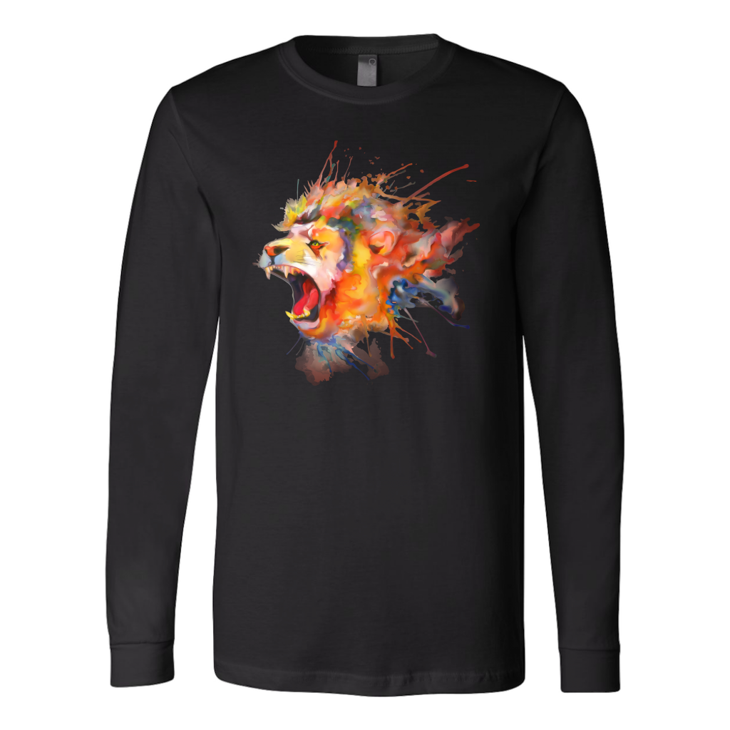 Roaring Lion [watercolor design] - Canvas Long Sleeve Shirt