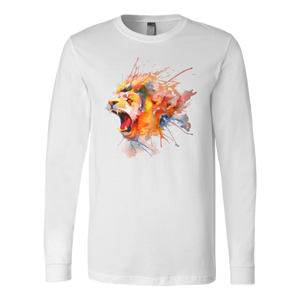 Roaring Lion [watercolor design] - Canvas Long Sleeve Shirt